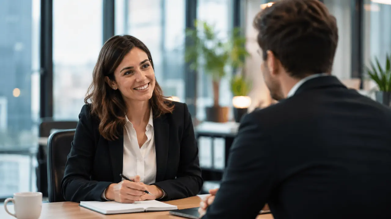 Une conseillère en recrutement échange avec un candidat lors d'un entretien professionnel.